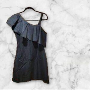 Large Black one shoulder dress with overlay- NEW WITH TAGS